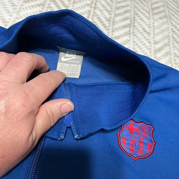 Nike Jacket Mens Blue FCB Barcelona Soccer Full Zip Warm Up Track Jacket XL - Picture 3 of 8